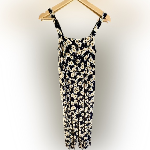 NWOT Floral Print Strappy Button Front Jumpsuit - Black XS - Picture 2 of 5